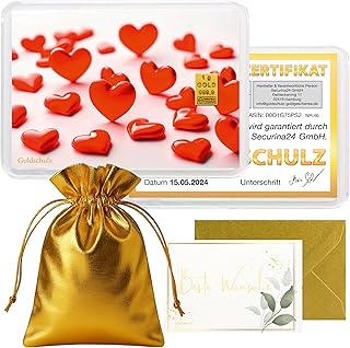 Goldschulz Goldbarren 1g 1 Gramm Motivbox - Herzen Hearts Glückwünsche - Geschenk + Echtheitszertifikat
