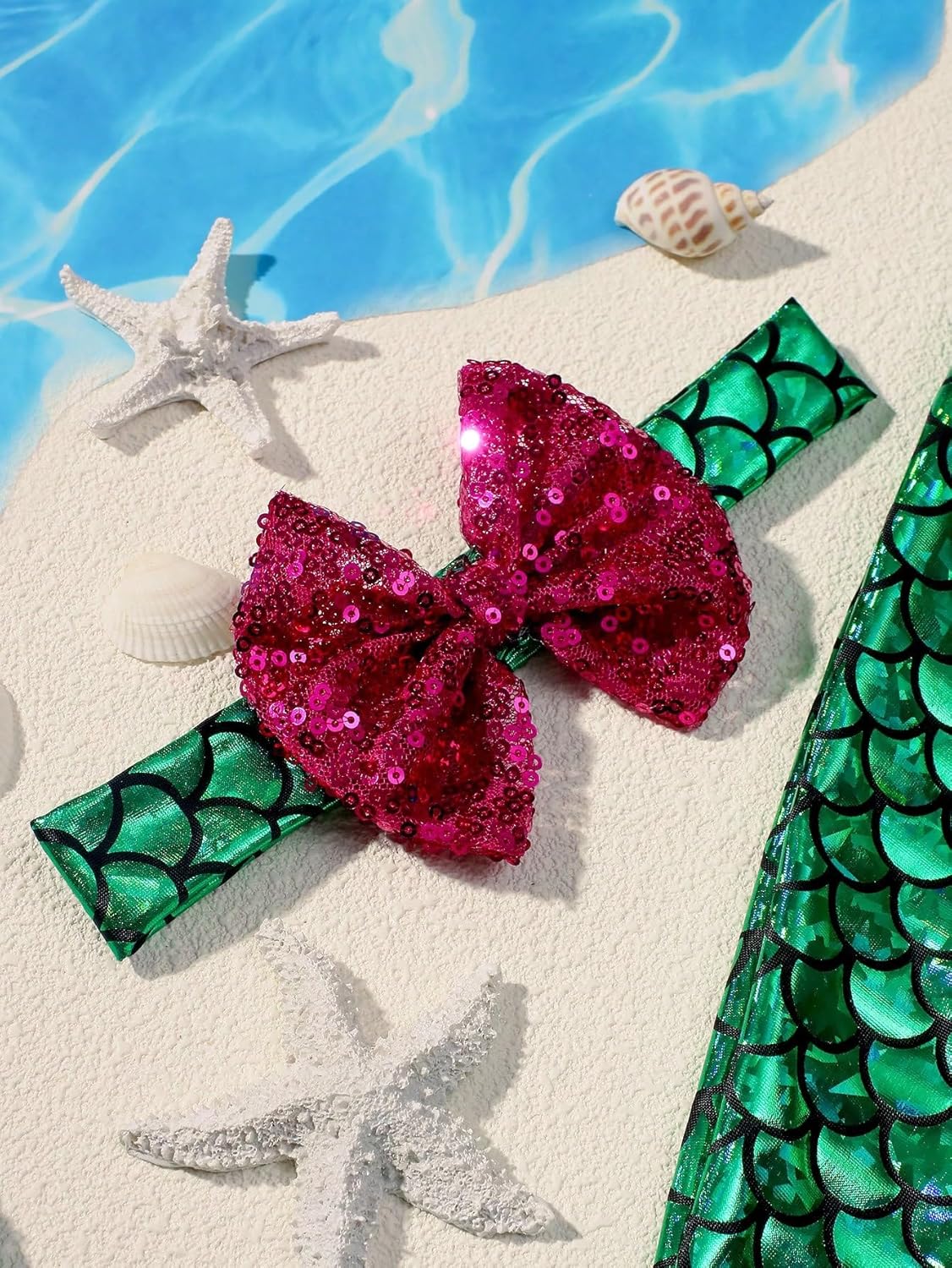 Holibeat Newborn Girl Mermaid Photography Props Baby Girl Photoshoot Outfits (green-purple) - Image 5