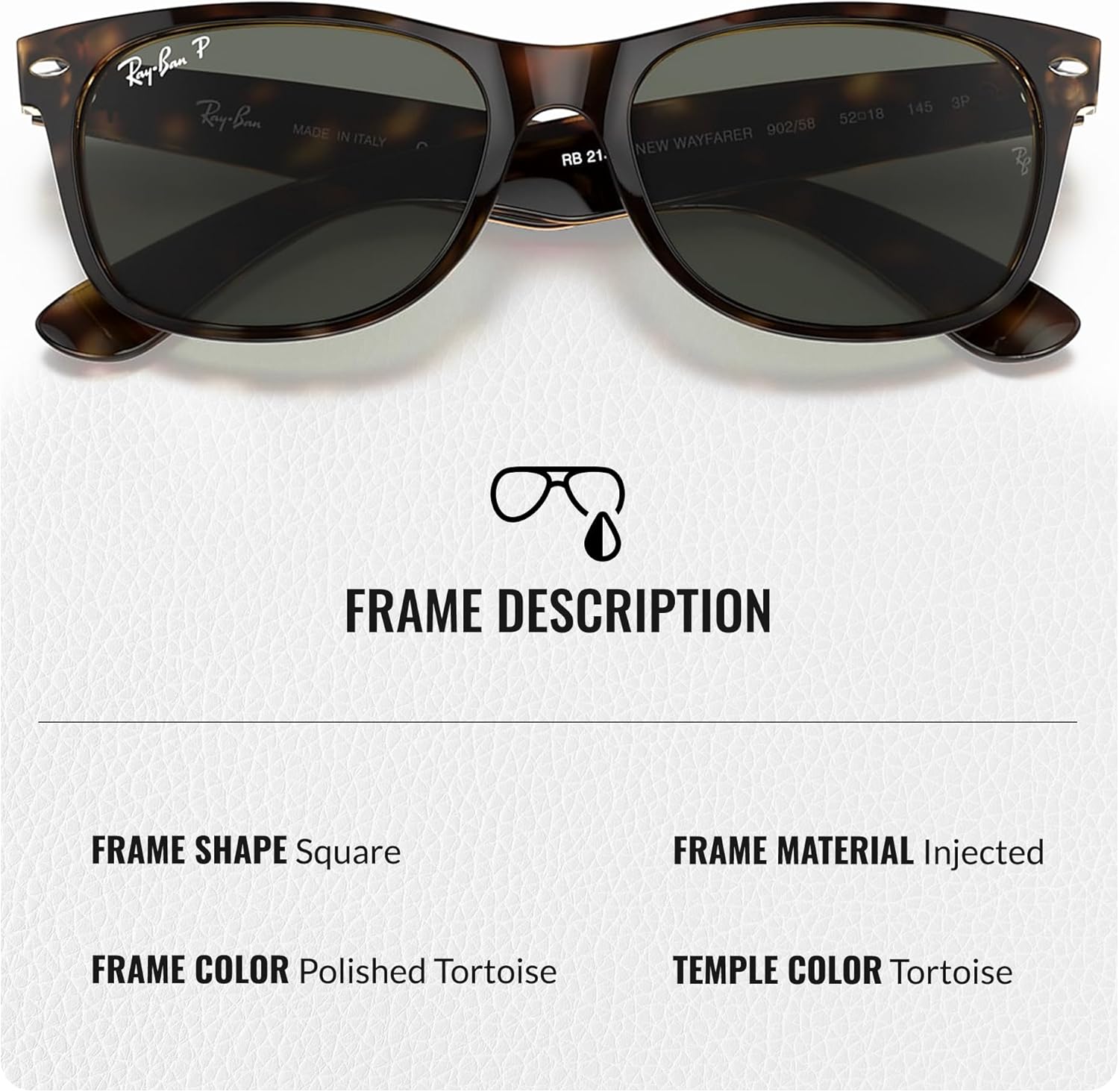 Ray-Ban RB2132 NEW WAYFARER CLASSIC Square Shaped Sunglasses for Men & Women with Official RAYBAN Eyewear Kit - Image 2