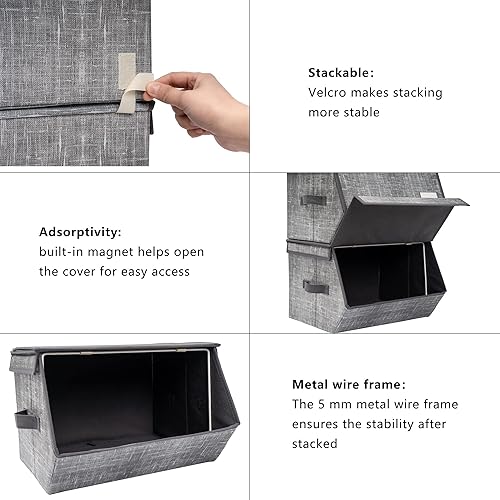 Miniatura 3 de Contenedores de almacenamiento apilables, cajones de almacenamiento, organizador de almacenamiento de 3 cajones, contenedor de almacenamiento con