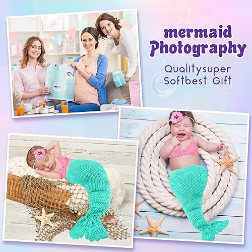 Miniatura 7 de 6 unidades de manta mensual de sirena para bebé, diario, semanal, mensual de vellón con 2 marcos para baby shower, 47 x 39 pulgadas y traje de