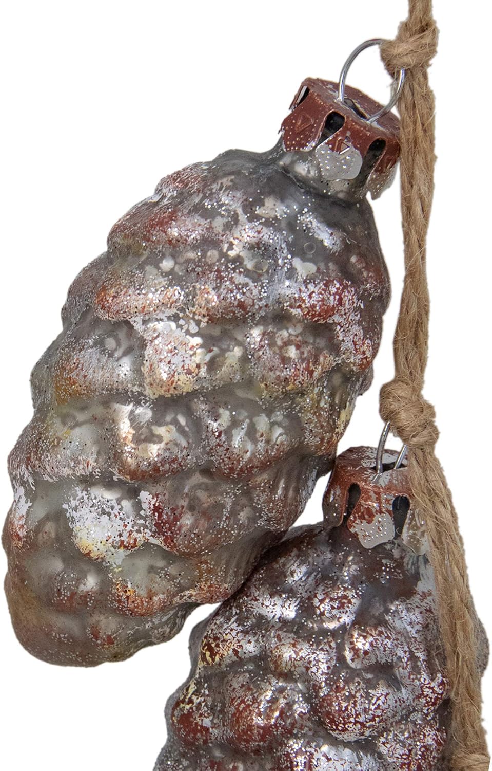 Rust and Silver Mercury Glass Pine Cone Christmas Ornament