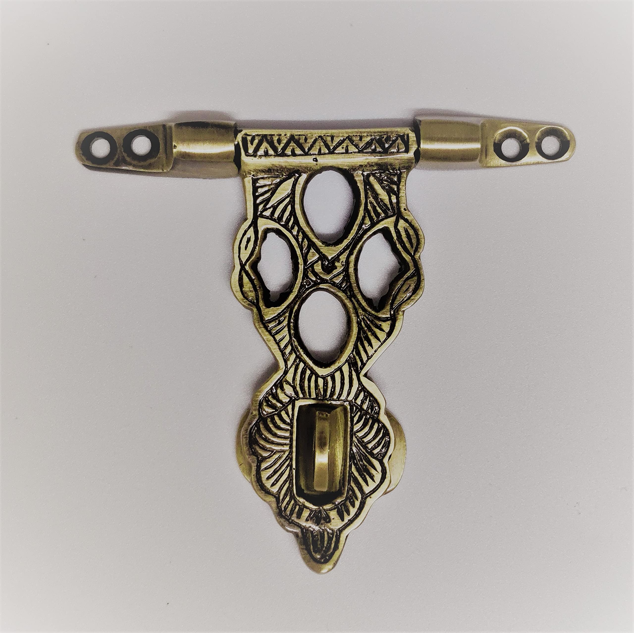 BRASS INDIA 100% Full Brass CHAPRAS | Door/Drawer/Box Handlesets Handle Lock with Design Carving | Size: 3 inches (Small) | Model No:510 | Weight : 70gms (B09B6CRTRF) Amazon Price History, Amazon Price Tracker