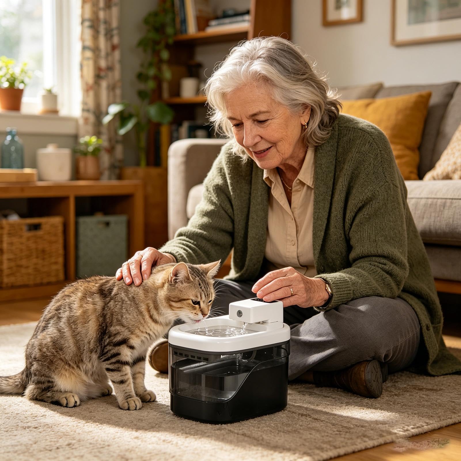 Fontana Animali Domestici Senza Fili Distributore D'Acqua Per Animali Con | Fontana Con Sensore Intelligente Adatto a Interni, Casa, Soggiorno, Cortile, Patio, Vacanza,