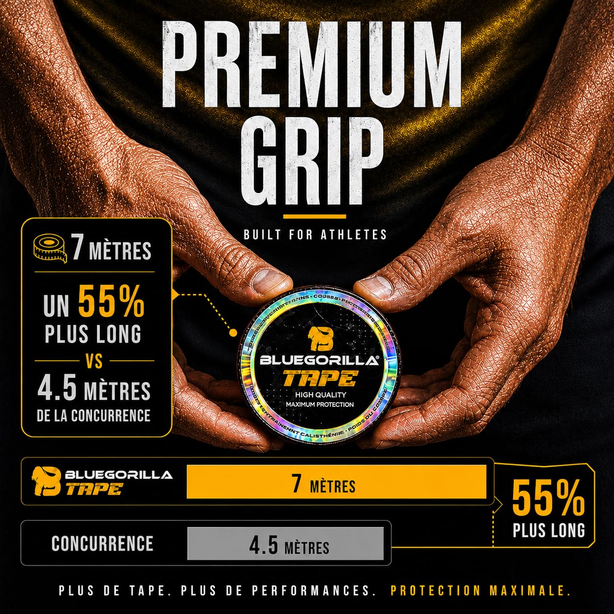 BLUEGORILLA® (Pack 12) Strap Sport 5cm x 7m - Bande Adhésive Élastique pour Doigts, Poignets et Chevilles - Bandage Autoadhésif Crossfit - Qualité Professionnelle
