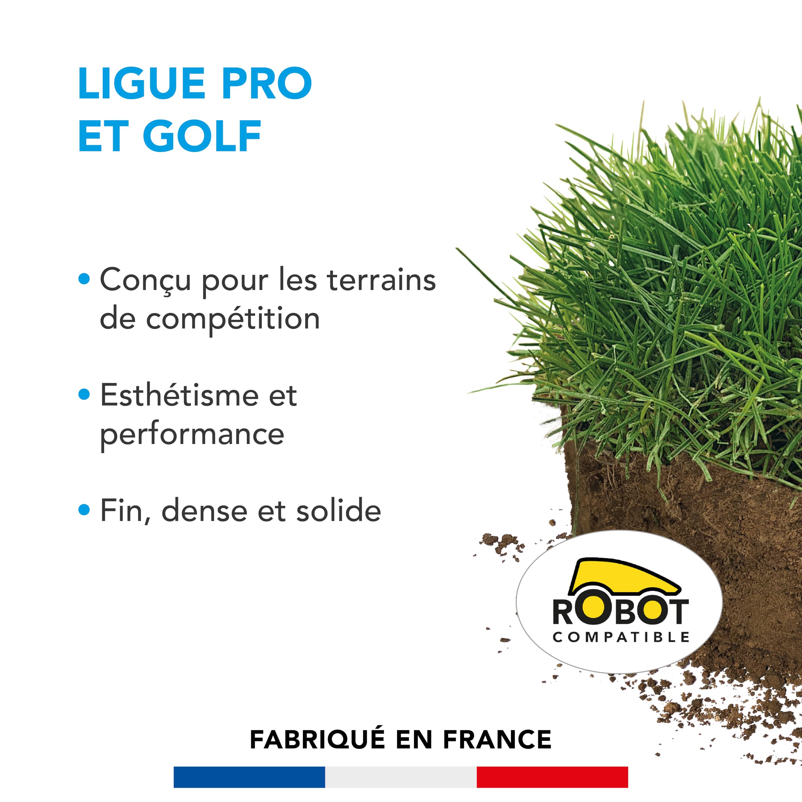 BARENBRUG - Gazon Ligue Pro et Golf - pour Terrains de Compétition - Esthétisme, Performance - Fin, Dense, Solide - Variétés Autorégénérantes Limitant Plantes Indésirables - Fabriqué en France - 3KG