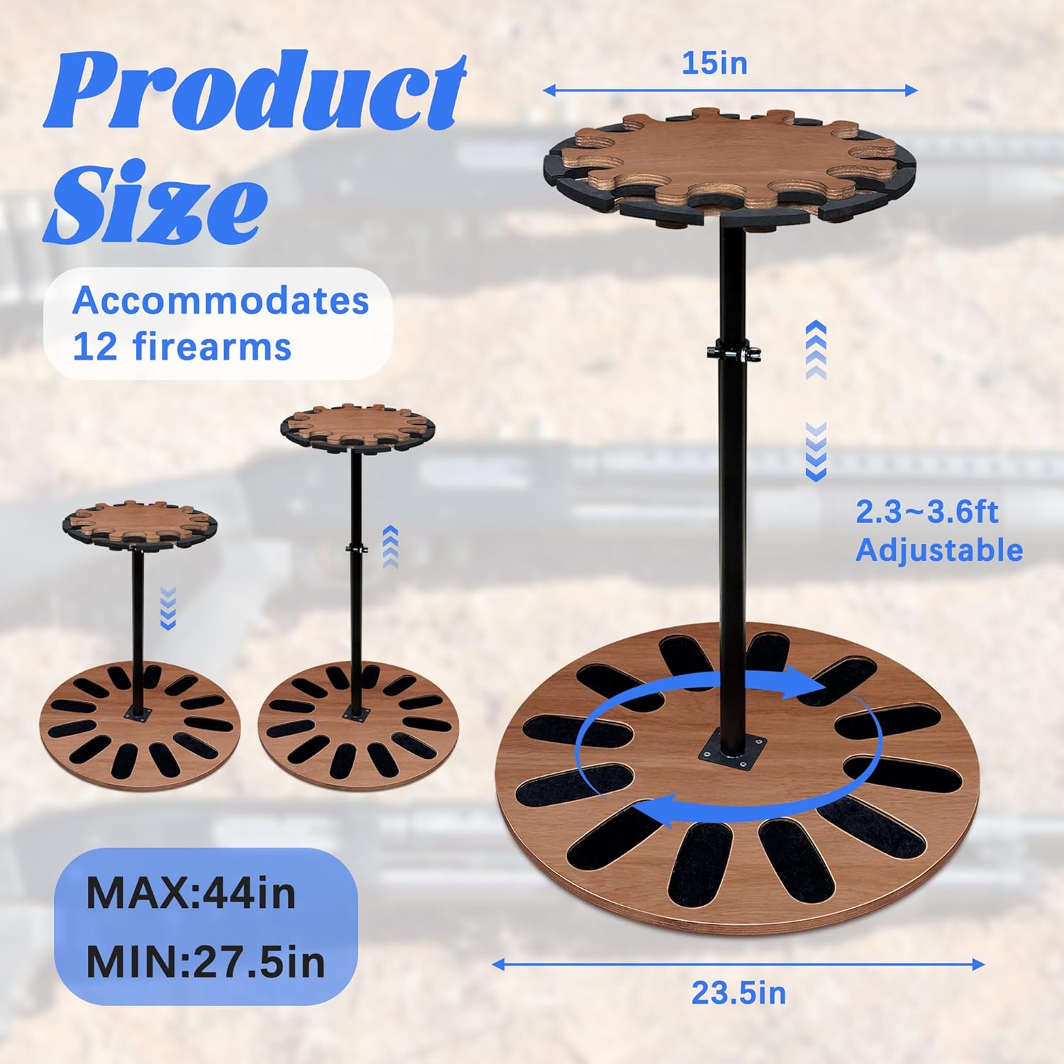 Montex Indoor Gun Racks,360 Degree Spinning Indoor Gun Rack for Rifles & Shotguns,Gun Holder up to 12 Guns,Floor Gun Rack Stand,Adjustable Height Rotating Gun Rack