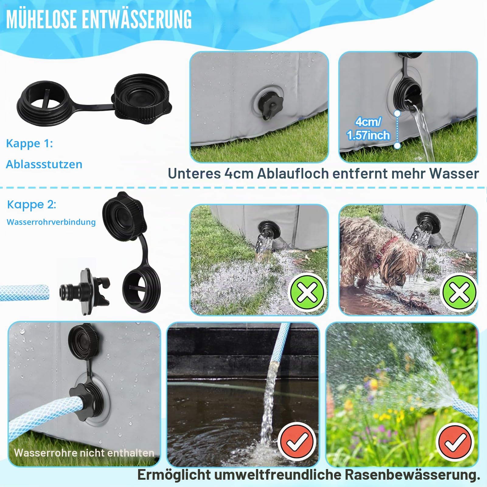 Hundepool – Faltbarer Pool 100x30, 2026 Verbesserte 5mm PP-Platte und Verdickter Boden, Tragbare Rutschfestes Hundeplanschbecken für Große Mittelgroß Kleine, Ideal für Innen & Außen (Grau)