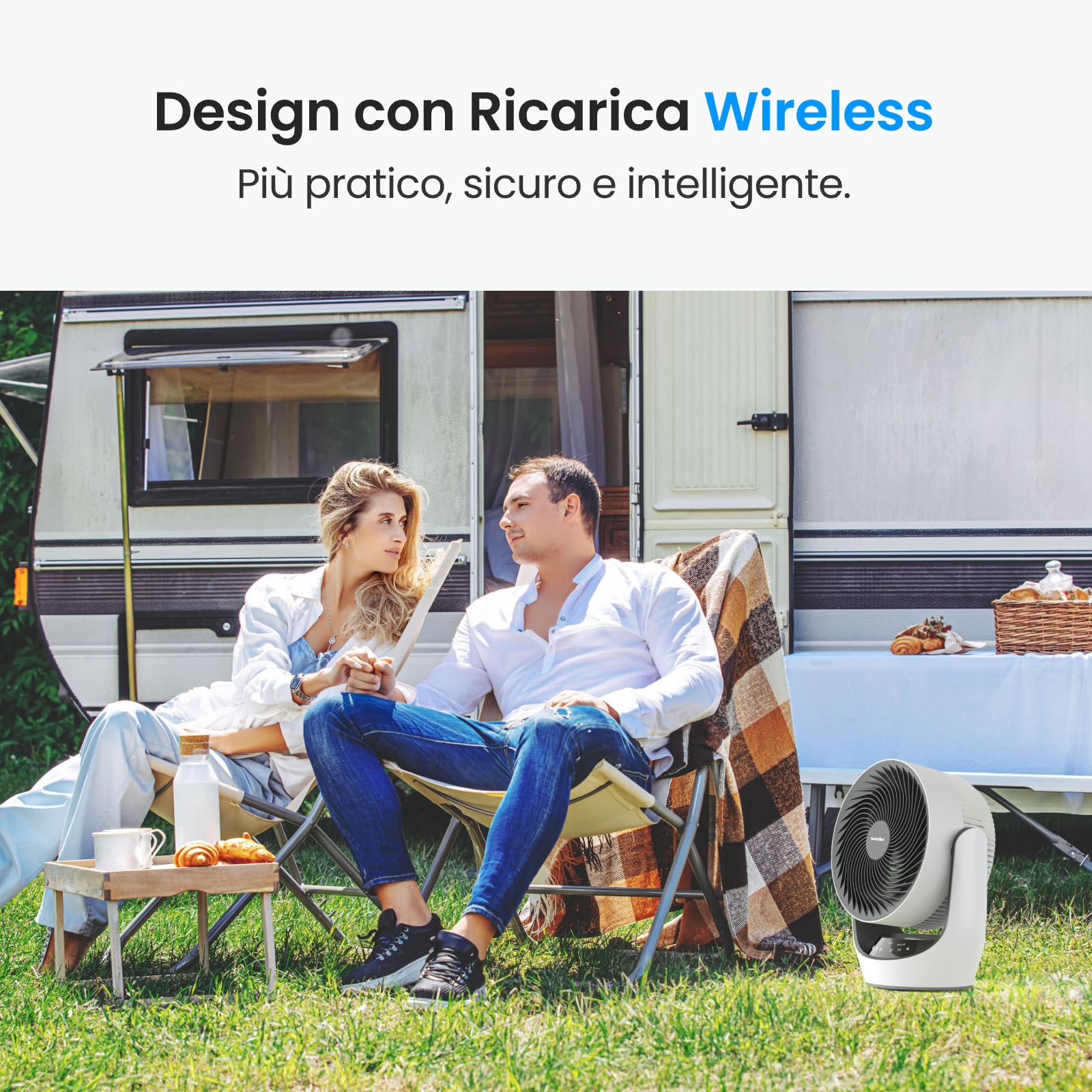 SwitchBot Ventilatore di Circolazione della Batteria USB, silenzioso con 24 dB, 4 modalità, timer 9h, compatibile con Alexa/Google/Siri (Hub richiesto), a batteria e a circolazione d’aria, efficiente