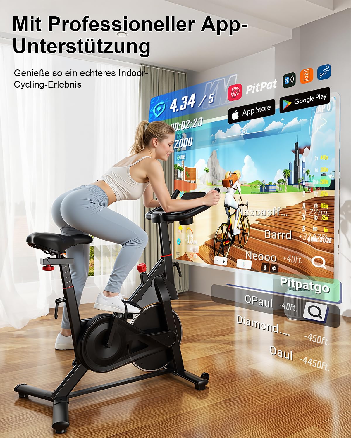 2026 Neu Heimtrainer Fahrrad mit App, Lacuffy Einstellbarer Magnetischer Widerstand Hometrainer Fahrrad, Leise & Bequem Ergometer Heimtrainer, LCD-Display, Bis 136KG mit KI-Coach