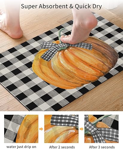 Miniatura 9 de Tapete de baño de Halloween para bañera, antideslizante, de secado rápido y absorbente, tierra de diatomeas, cocina, ducha, fregadero, lavable,