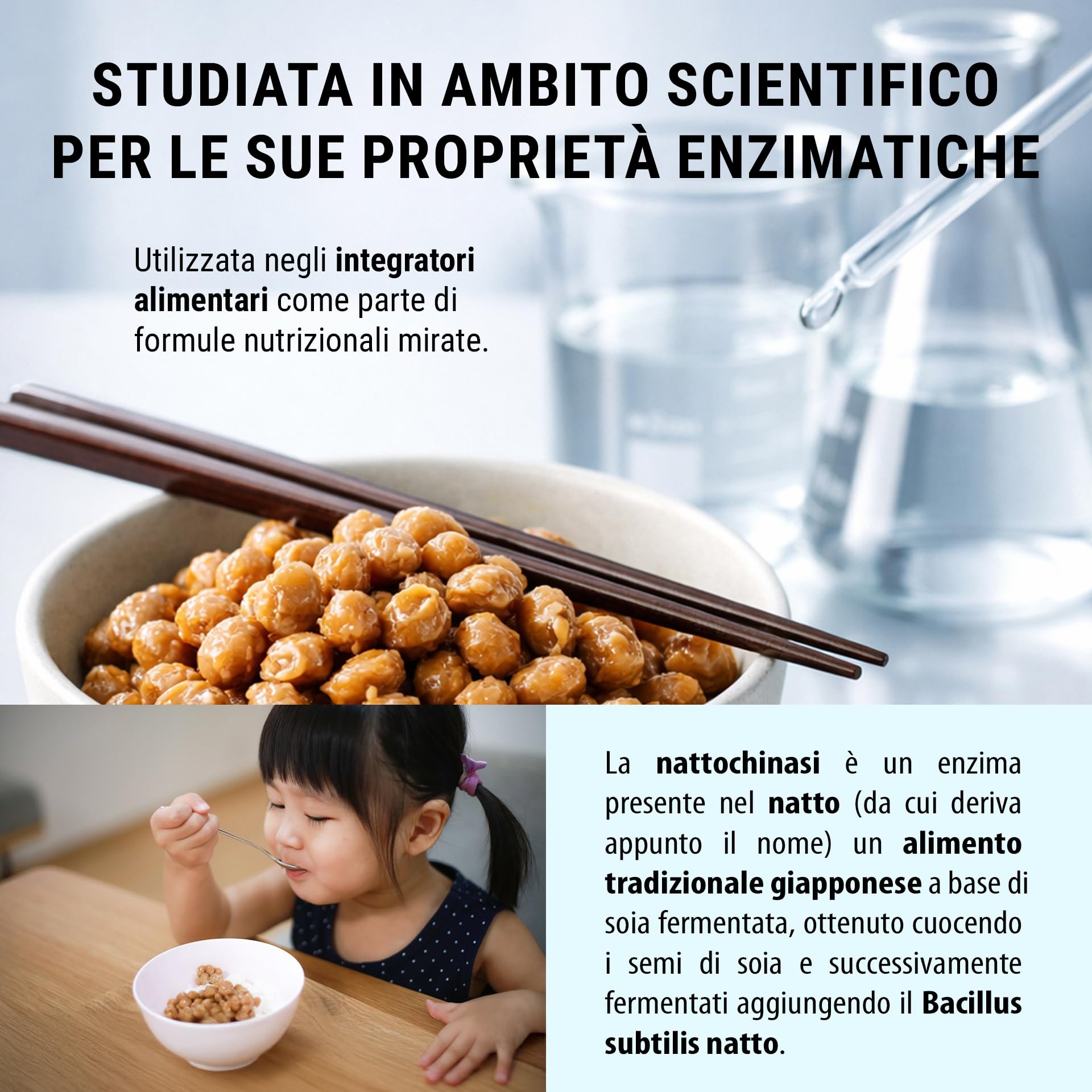 Biointegra Nattokinase ad alto dosaggio, formula unica con Bromelina e Papaina, 60 capsule vegan da 100 mg ciascuna (24.000 FU/g), no additivi, senza glutine, no OGM