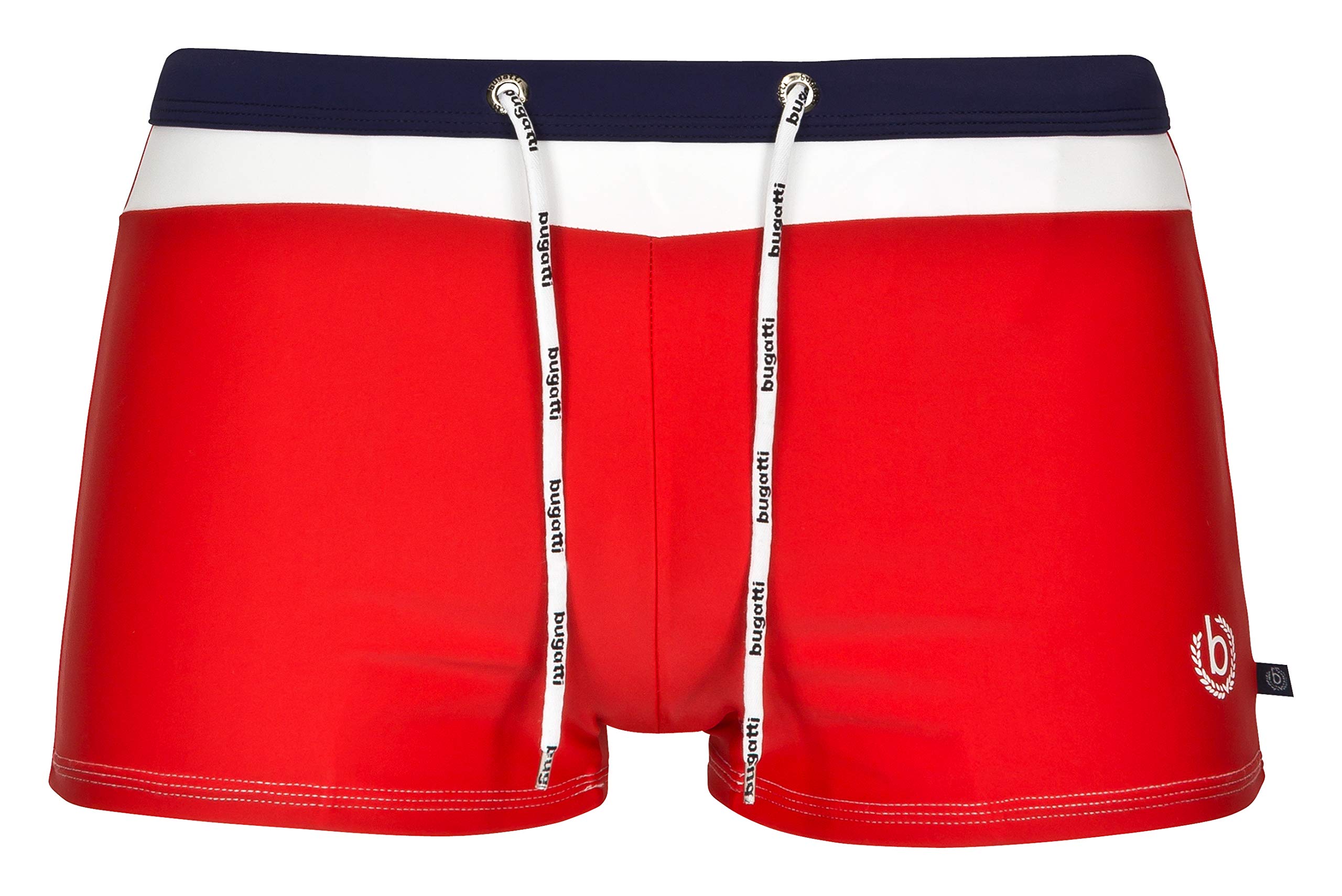 bugatti® - Modern men's swimming trunks with contrasting colours on the waistband, red, XL