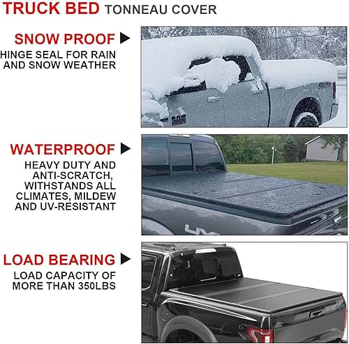 Miniatura 7 de Kikito Cubierta Tonneau profesional FRP dura de tres pliegues para caja de camioneta Ram 1500 2009-2025 de 5.7 pies (67.4 pulgadas) sin RamBox