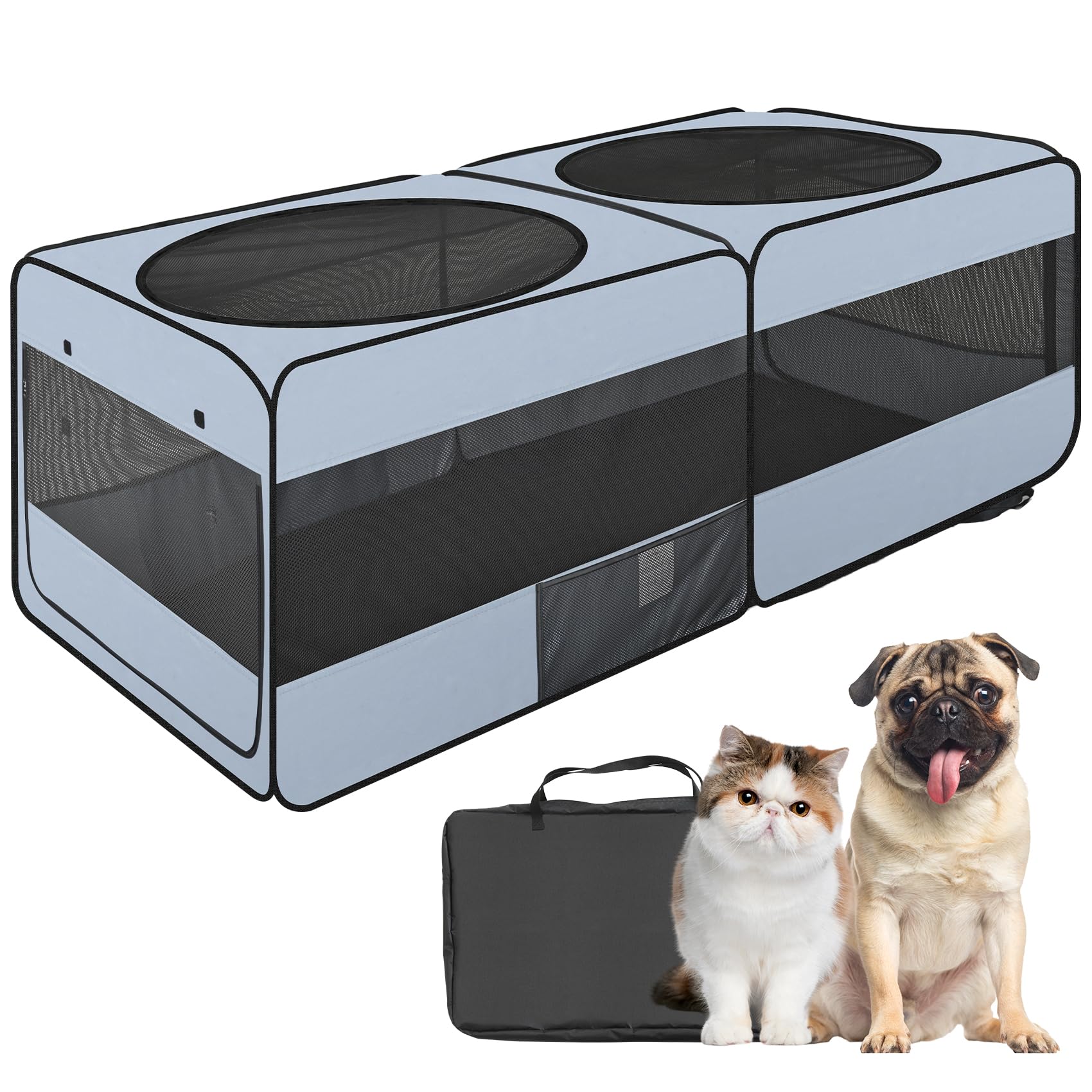 2-in-1 Dog Playpen, 58''Pop Up Cat Puppy Pet Playpen Indoor/Outdoor Cats Enclosed, Cat Dog Tent Crate Cage Kennel, Portable Playpen for Kitten, Small Animals Play Pen(Medium, 58" Lx30 Wx24 H)