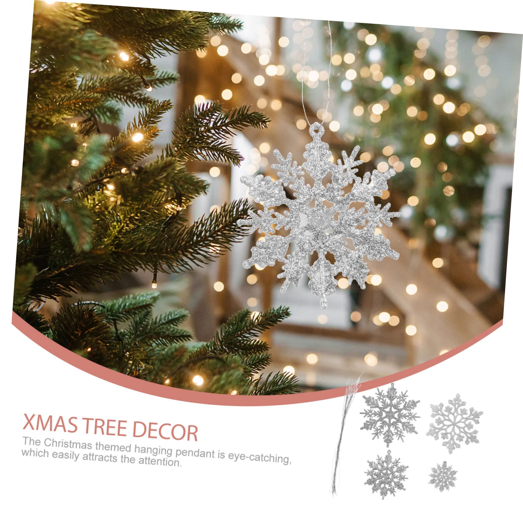 IMIKEYA 144 Pièces Flocons De Neige De Noël Flocon De Neige De Sapin De Noël Pendentif Flocon De Neige Scintillant De Noël Gros Flocons De Neige Décorations De Fête Plastique
