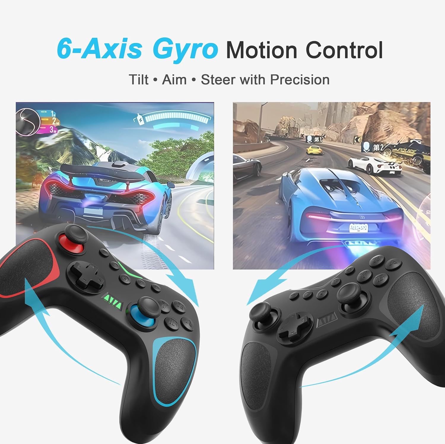 Playnex 2 PACK Wireless Controller for Nintendo Switch/Switch 2 /Lite/OLED with Hall Effect Joystick, RGB Light Wake-Up, Turbo, Dual Vibration, Programmable Buttons - Image 4
