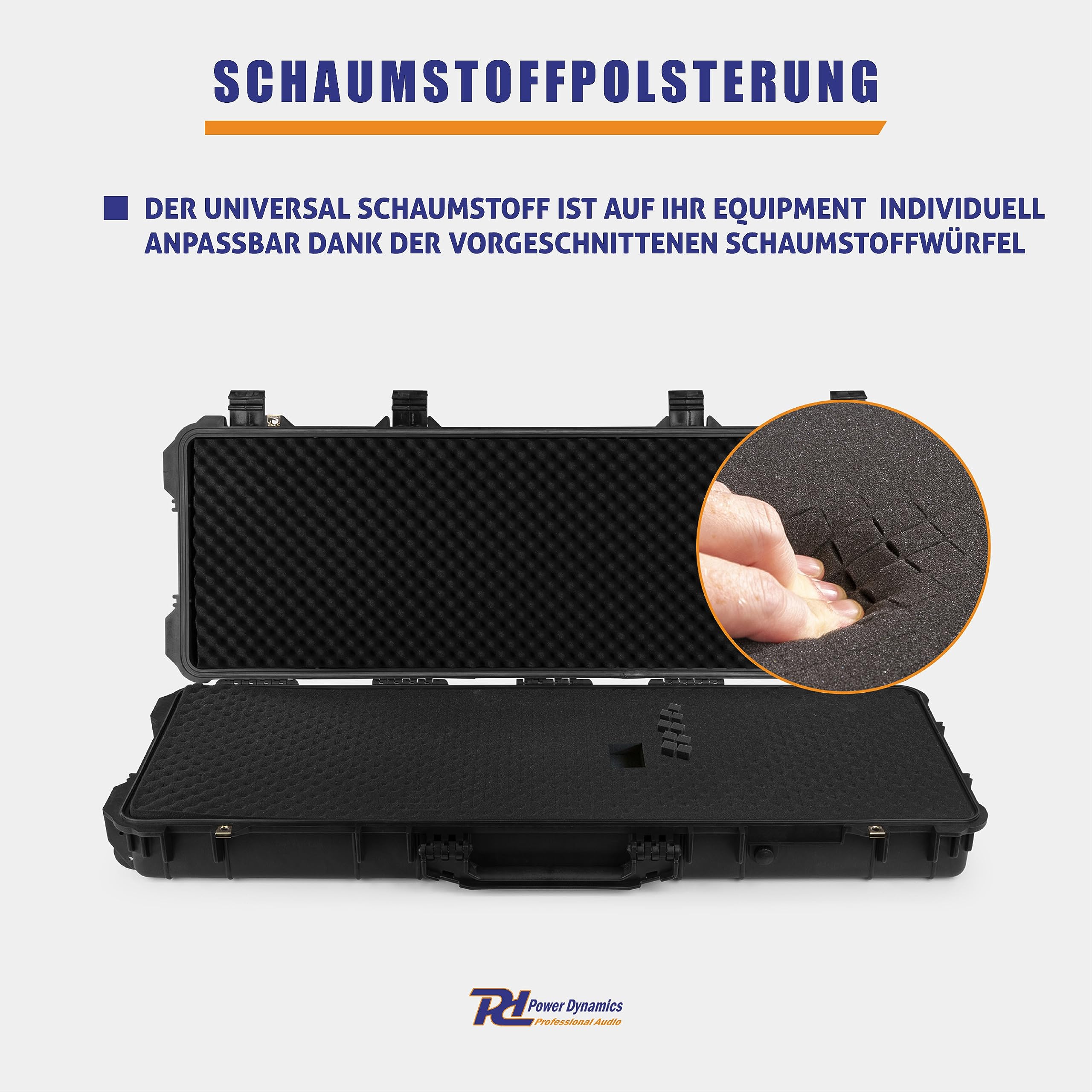 Power Dynamics GIGCase38T, Universal Outdoor Hartschalenkoffer groß, Trolley, Wasserdicht, DJ Koffer mit Schaumstoffeinlage, Waffenkoffer, Foto Koffer, Transportkoffer mit Schaumstoff und Rollen