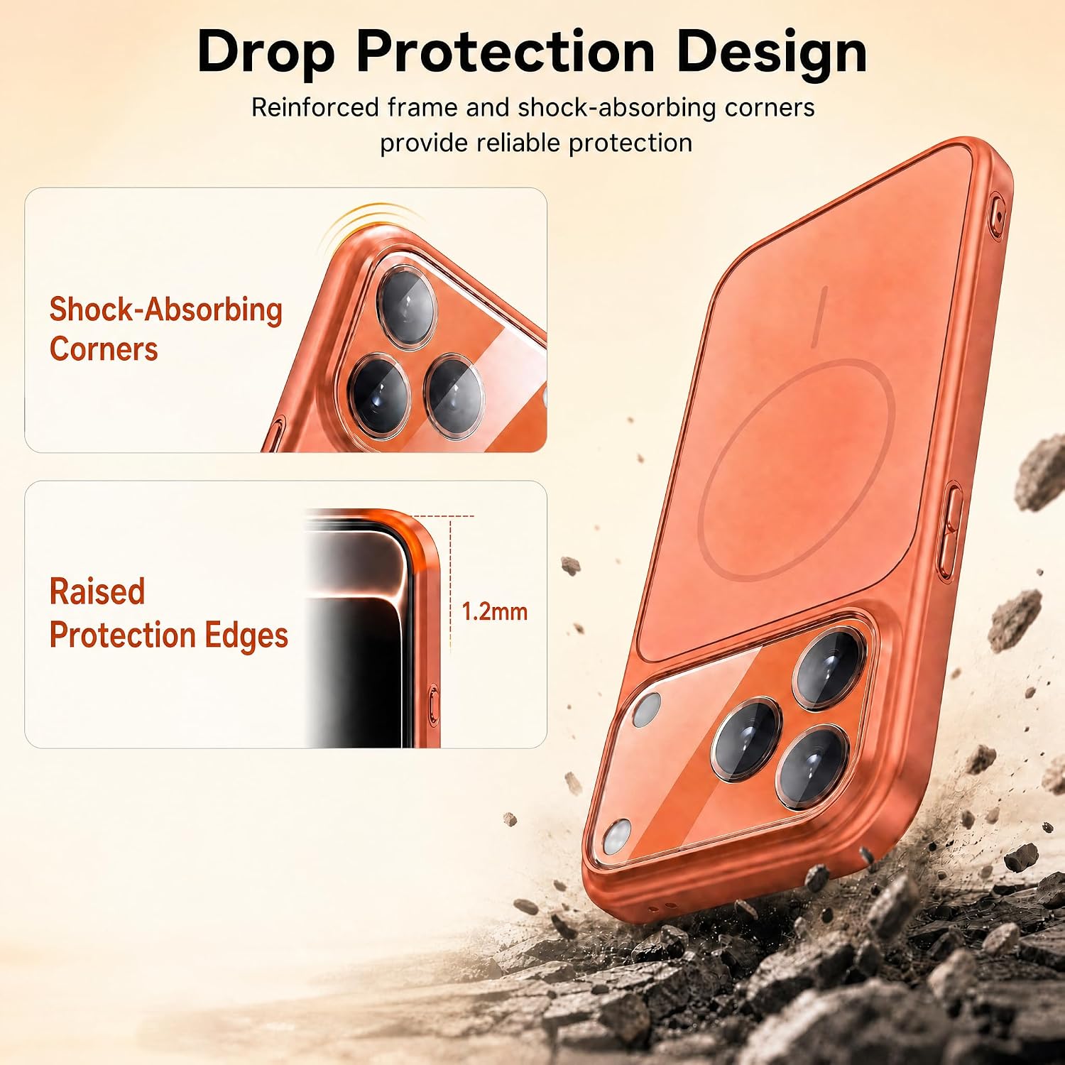 Magnetic Matte for iPhone 17 Pro Max,Orange,Lens Protector image 5