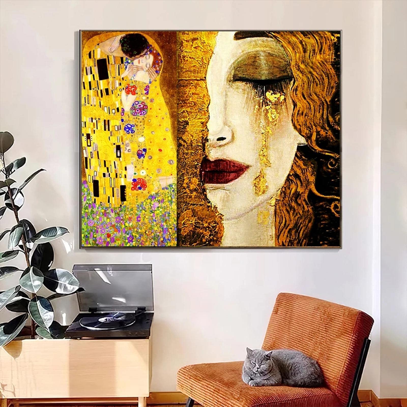 Amazon｜有名なキャンバス絵画グスタフクリムトによる黄金の涙とキス