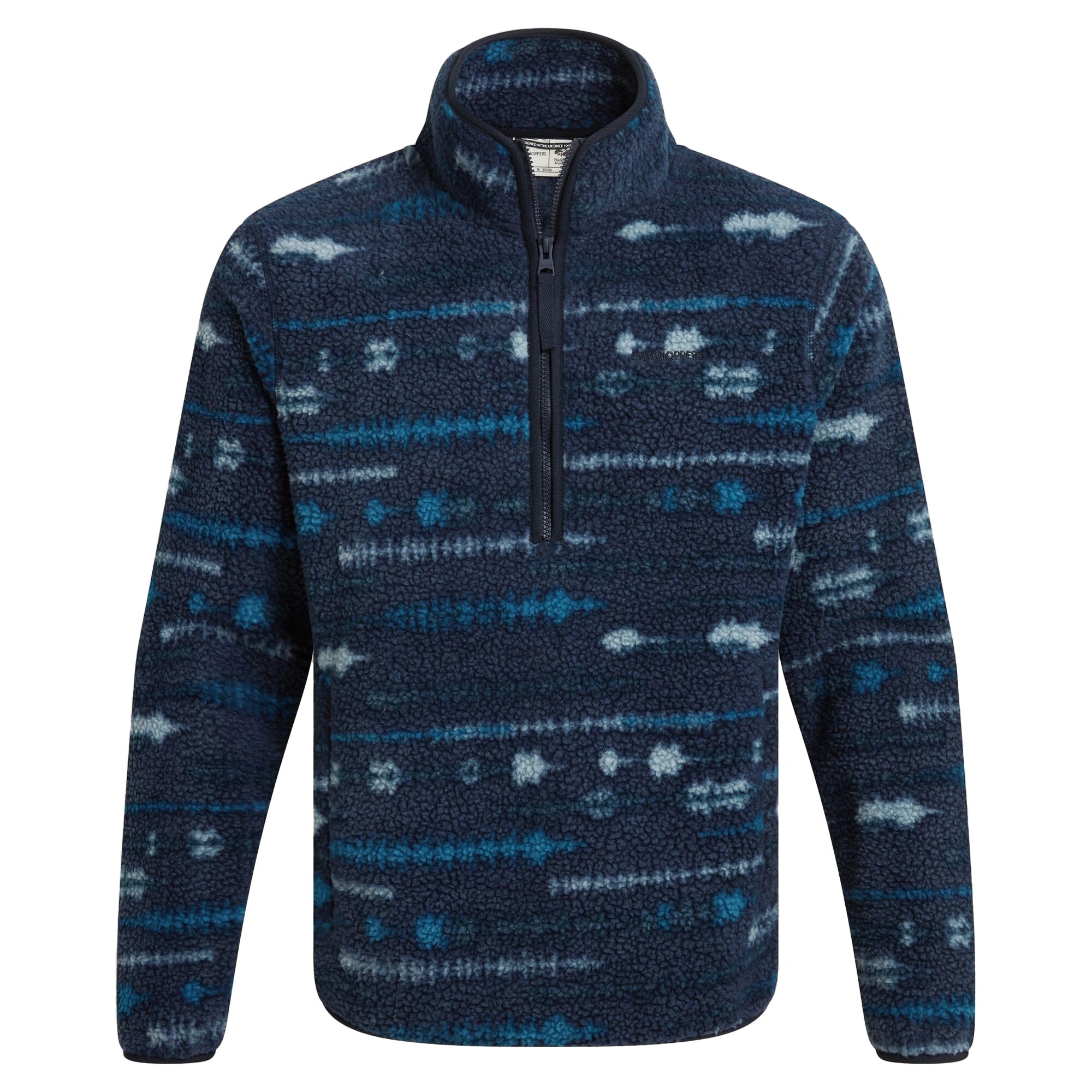 Craghoppers (M, Blue Navy Print) Mens Rawthey Borg Half Zip Fleece