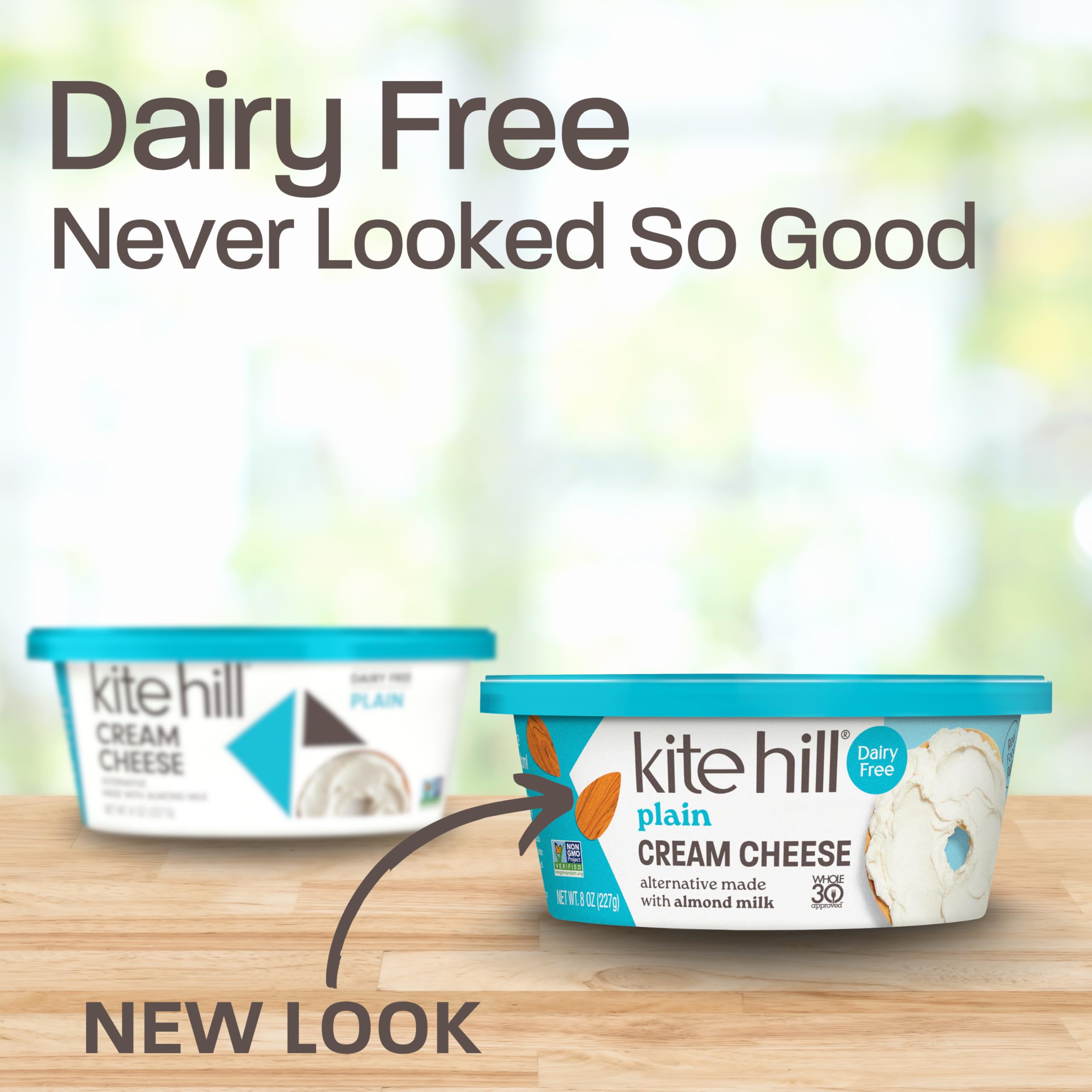 Kite Hill Plain Almond Milk Cream Cheese Style Spread 8 Ounces Dairy Free Whole 30 Approved Gluten Free — view 2