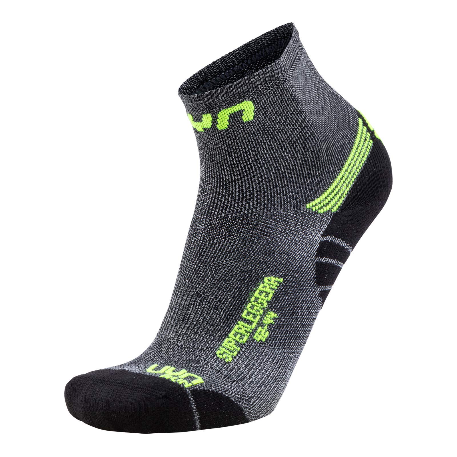 UYN S100076 RUN SUPERLEGGERA Socks Men's Silver/Fluo Yellow 44