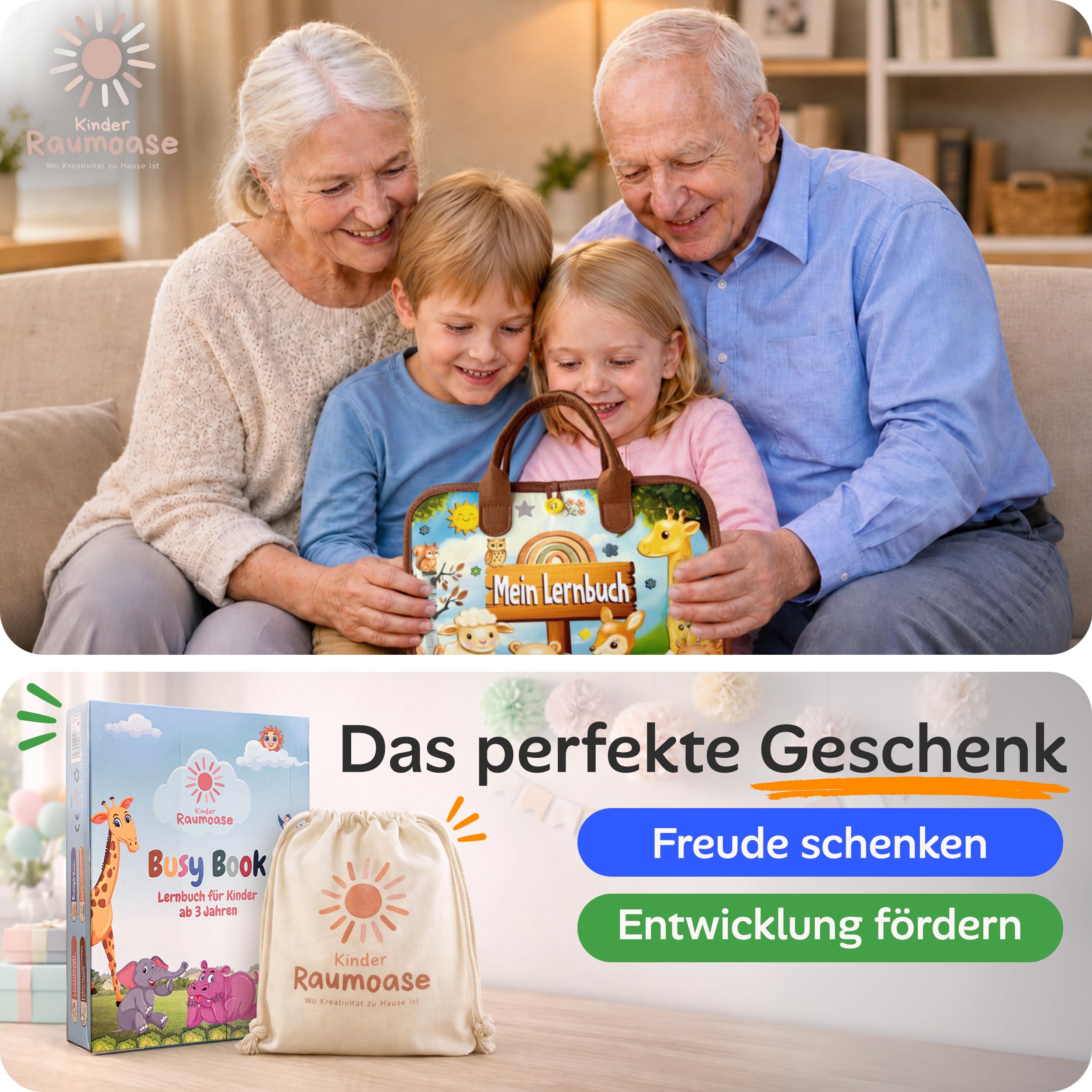 Busy Book ab 3 Jahre – Lernspielzeug für unterwegs – Beschäftigungsbuch für Auto & Flug – Montessori Aktivitätsbuch für Kleinkinder – abwaschbares Cover – Geschenk für Jungen & Mädchen