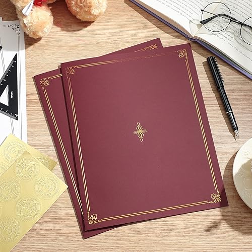 Miniatura 3 de Panelee 60 soportes para certificados con borde de lámina dorada, cubierta de diploma, carpetas de certificados, cubiertas de certificados para