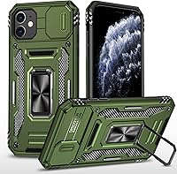 Vista 29 de Funda para teléfono SunStory para iPhone 11 con protector de pantalla HD y cubierta deslizante para la cámara y soporte giratorio con anillo