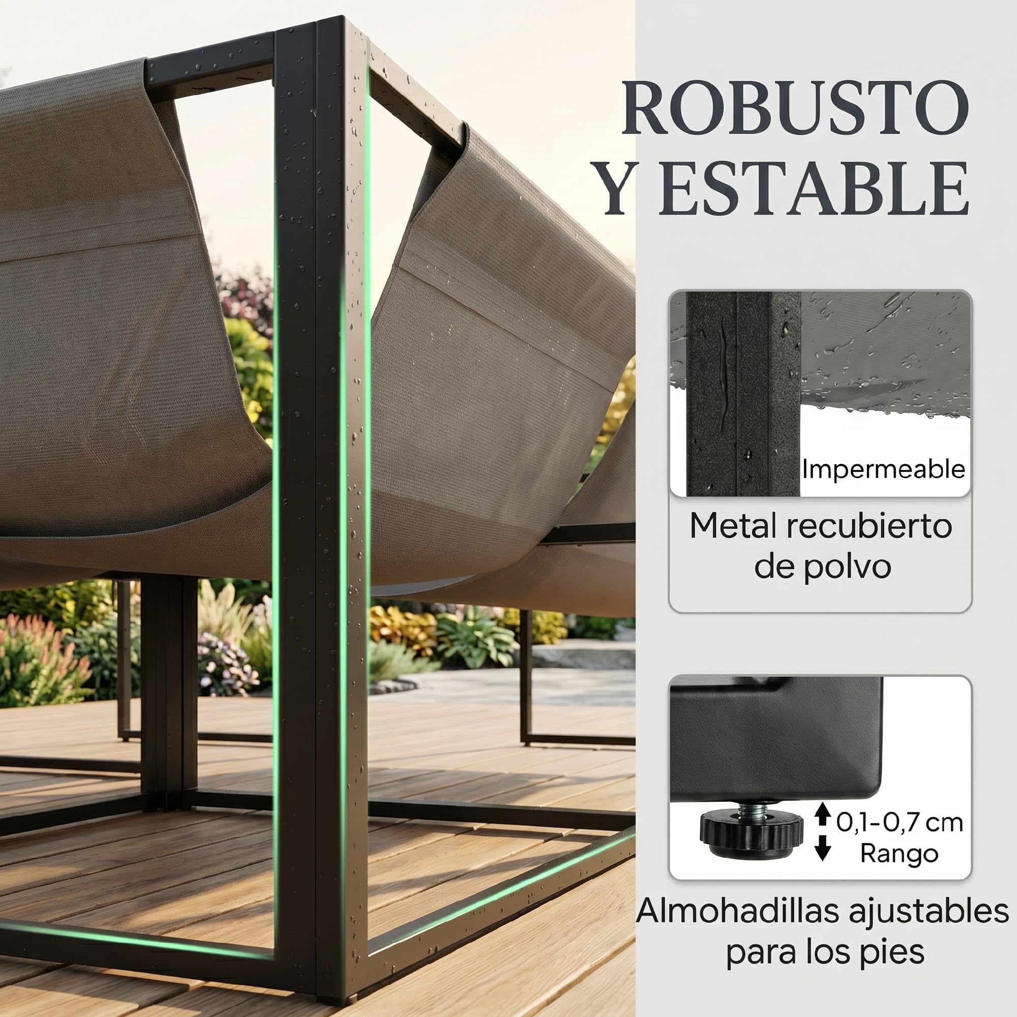 Outsunny Conjunto de Muebles Jardín Exterior de 4 Piezas Forma L Gris | Sofá Seccional Resistente, Cojines Gruesos, Sofá de Esquina, 2 Sillones de 2 Plazas, Mesa Centro Vidrio Templado