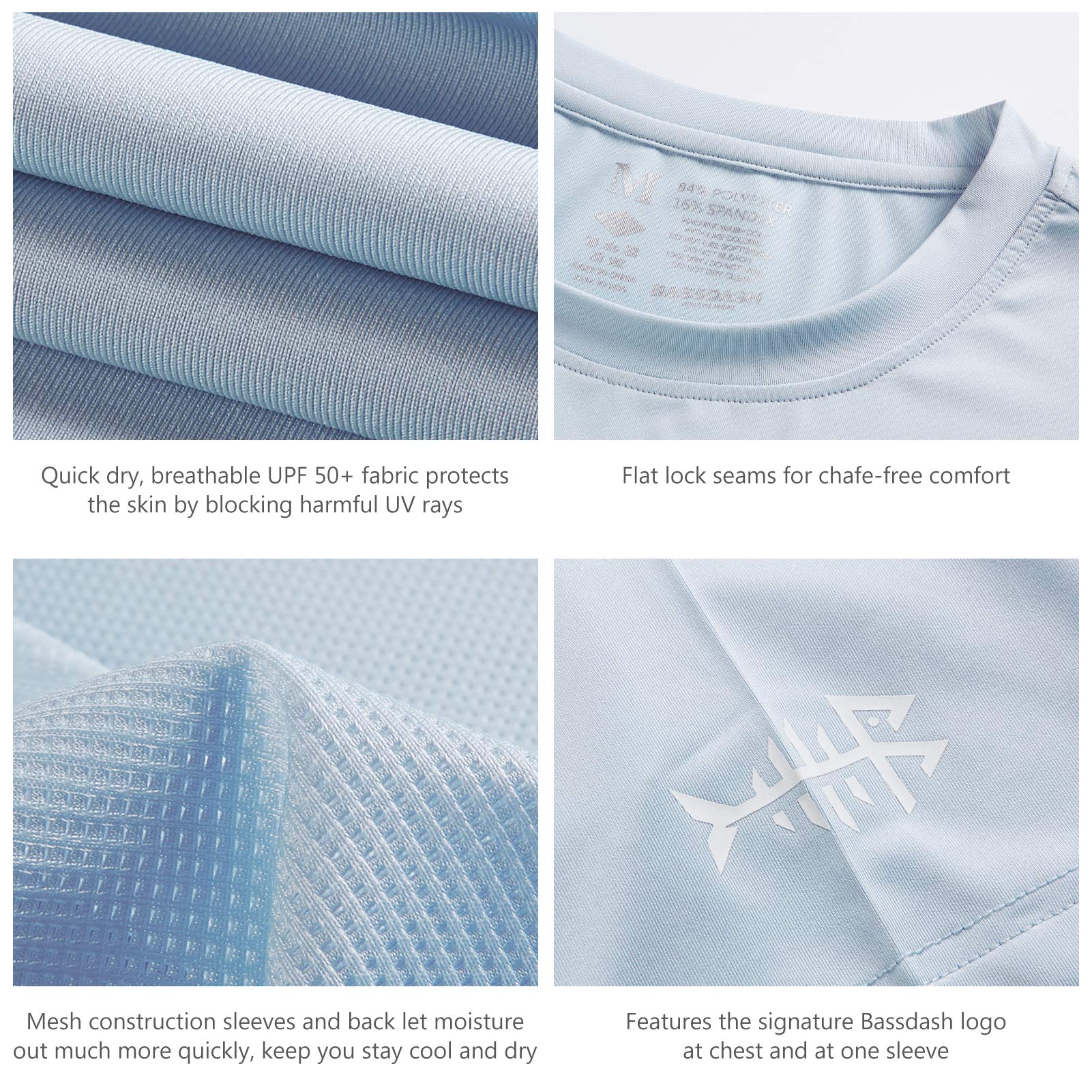 Bassdash - Maglietta da Uomo, con Protezione Solare UPF 50+, Maglietta a Maniche Corte da Pesca