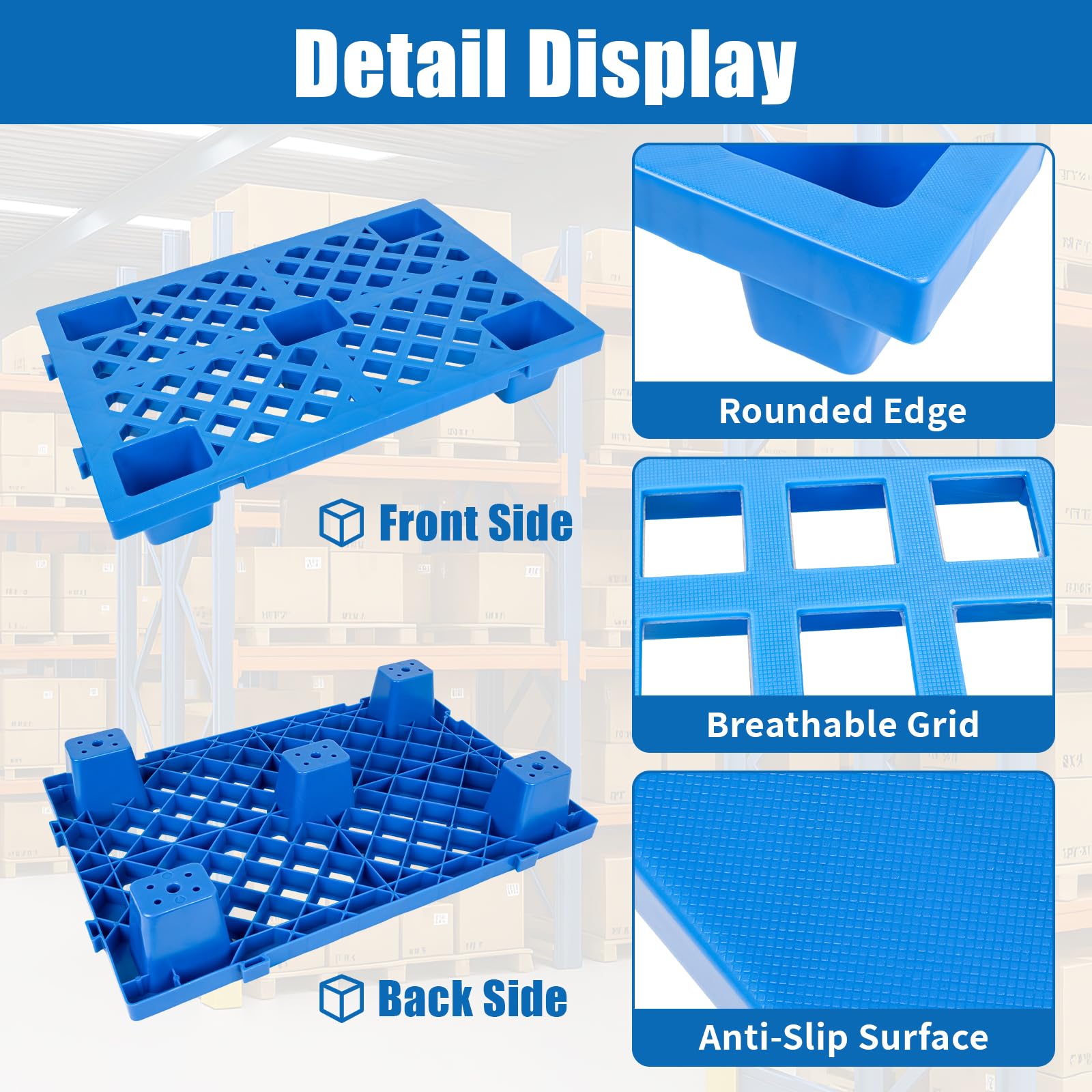 Plastic Pallets - 6 Pack, 1100lbs Load Capacity -3 Plastic Pallets - 6 Pack, 1100lbs Load Capacity -3
