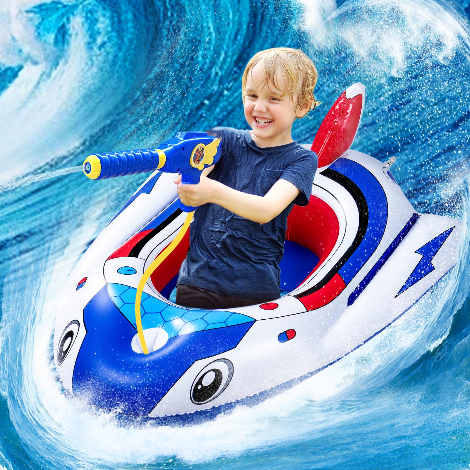 Pool Floats Toys for Kids, Toddler Pool Floats with Water Gun, Inflatable  Ride-on Pool Toys for Kids Toddler Boys Girls Age 3-8, Summer Outdoor Water