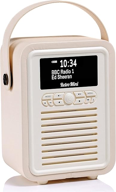 VQ Retro Mini DAB Radio with Bluetooth, Radio Alarm Clock with FM supportability. Mains and Battery Powered Portable DAB/DAB+ Digital Radio