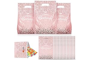 Jeffdad 30Pcs Glitter Diamonds Birthday Party Favor Bags, Pink
