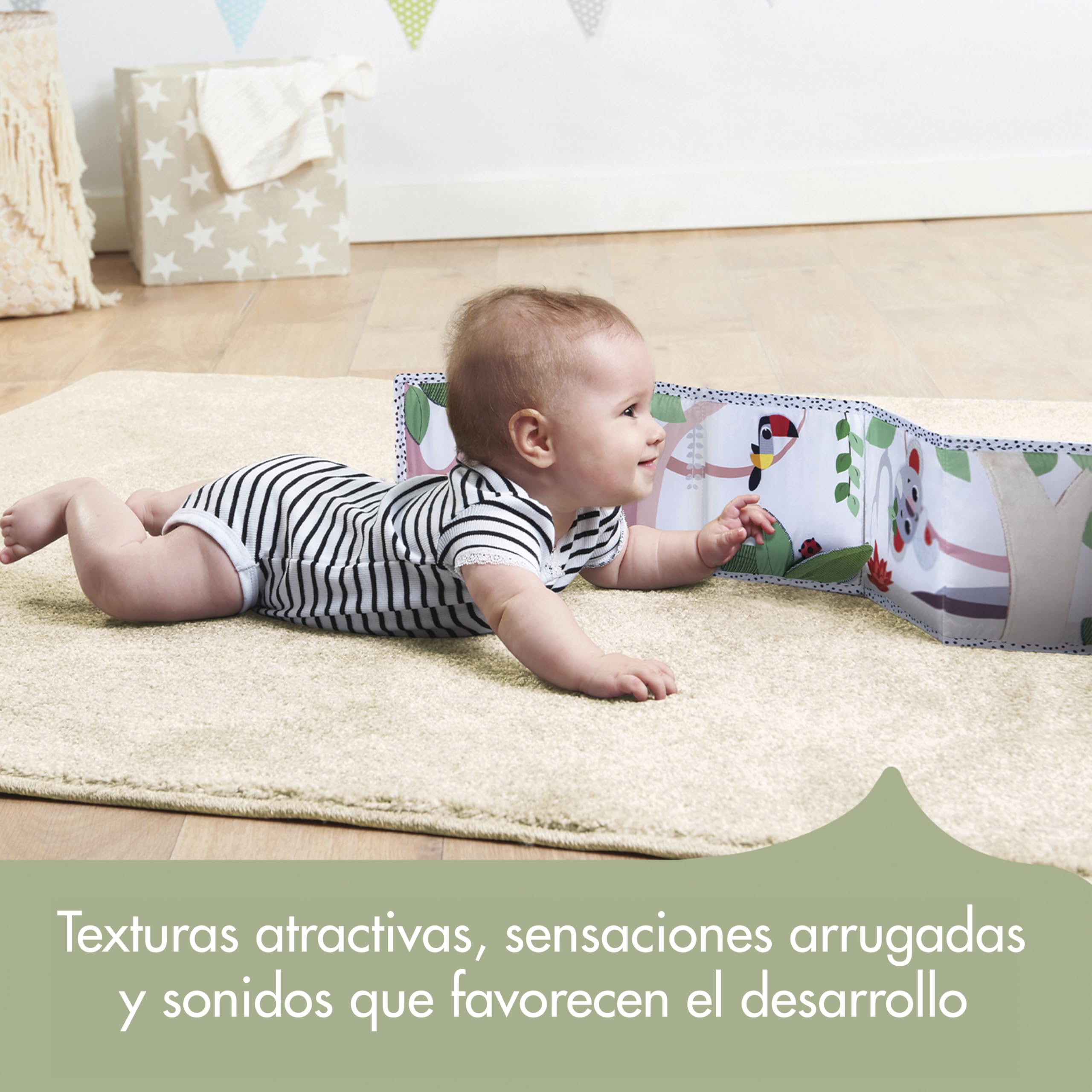 Tiny Love, Primer Libro de Doble Cara, Libro Bebe, 0+ Meses, Libro Sensorial Bebe, Blanco y Negro, 2 Caras, 7 Actividades, Favorece Sentidos, Habilidades y Vista, Tiempo Boca Abajo, Boho Chic