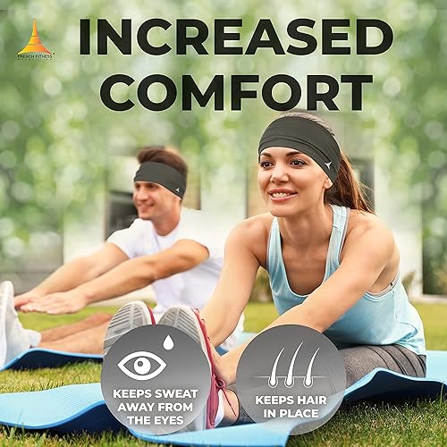 Miniatura 3 de French Fitness Revolution - Diadema deportiva elástica para hombres y mujeres - Banda para el sudor para chicos para correr, ciclismo, baloncesto,