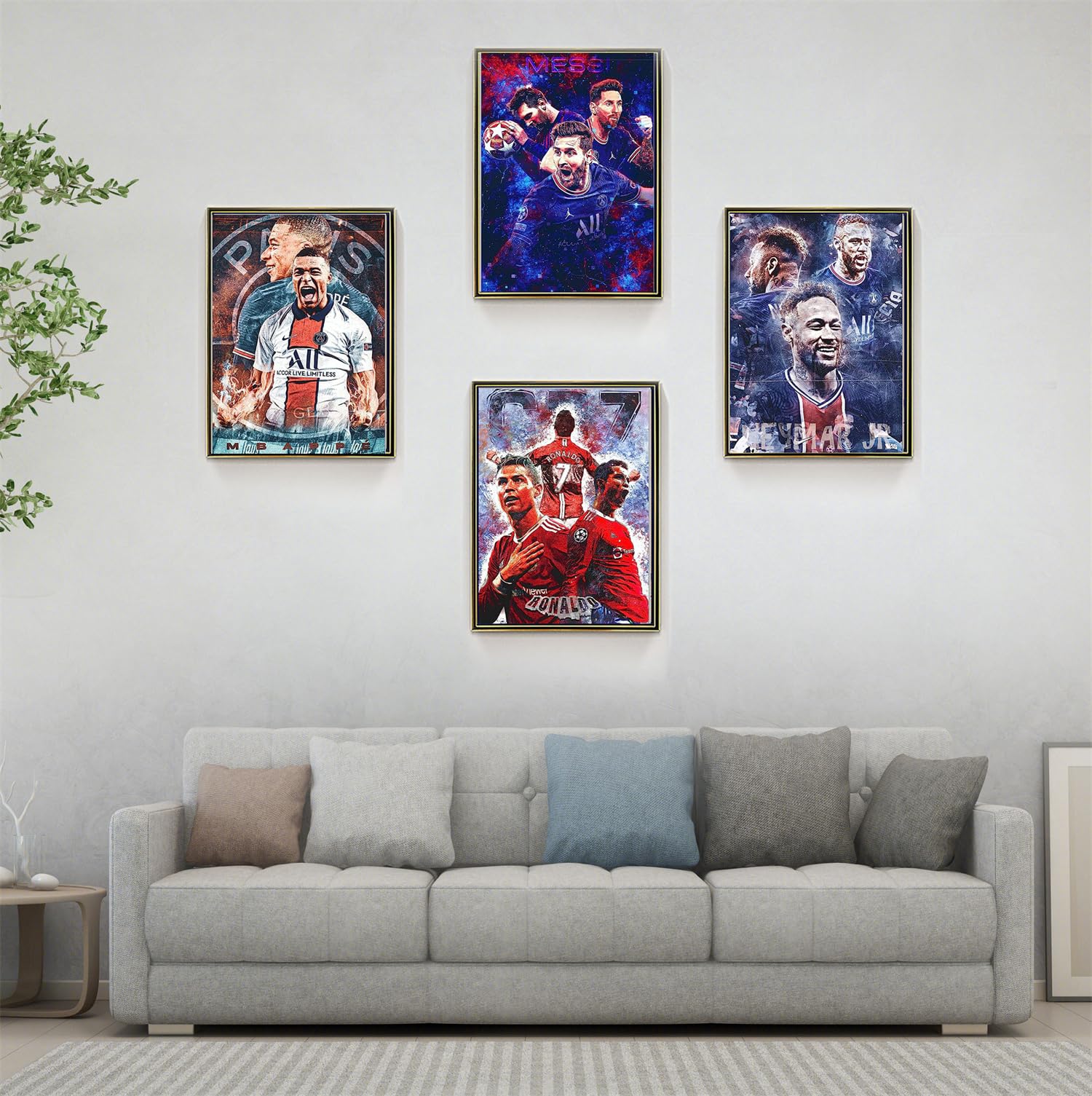 Famosa superstar di calcio Ronaldo, Messi e Neymar, Mbappe, decorazione da parete, regalo per tifosi di calcio, ufficio a casa