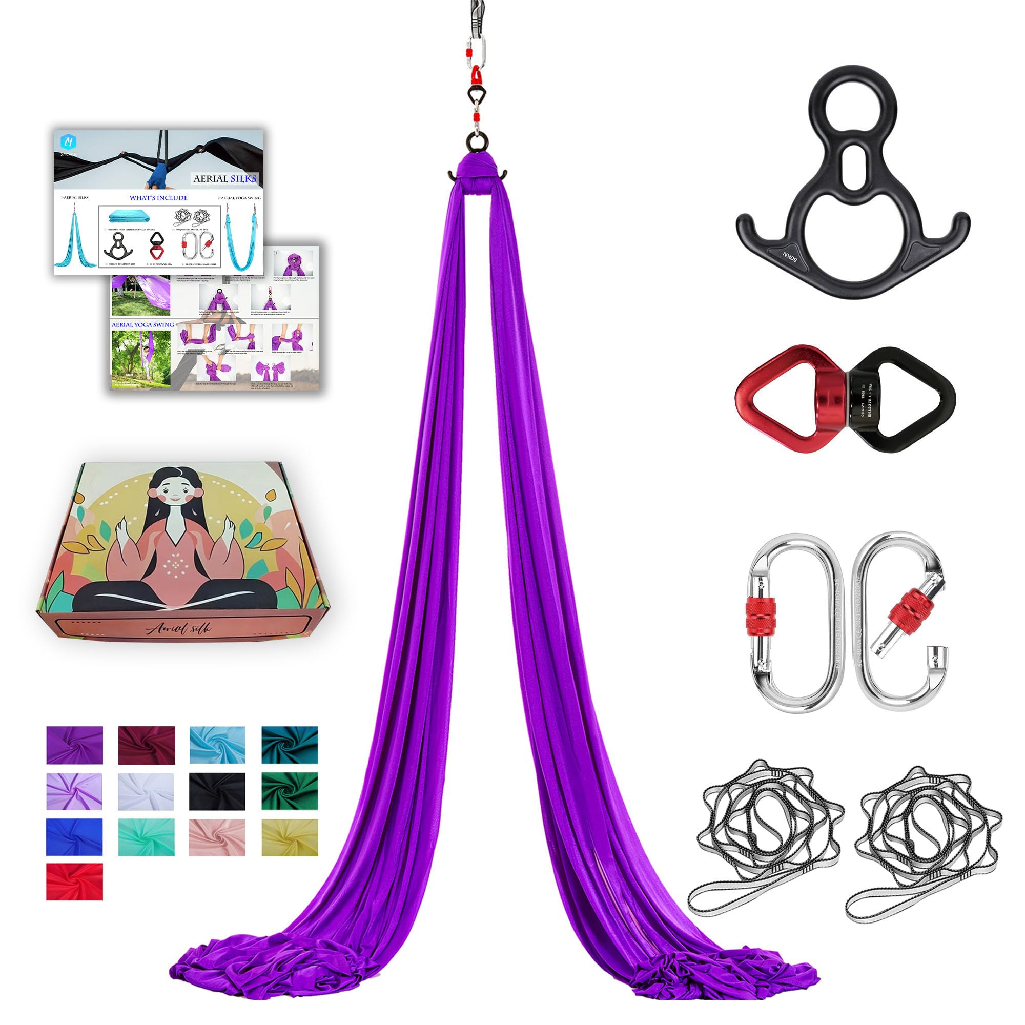 Aerial Silks 11 Yards – Premium Aerial Silk Hängematte für Zuhause oder akrobatisches Fliegen Yoga
