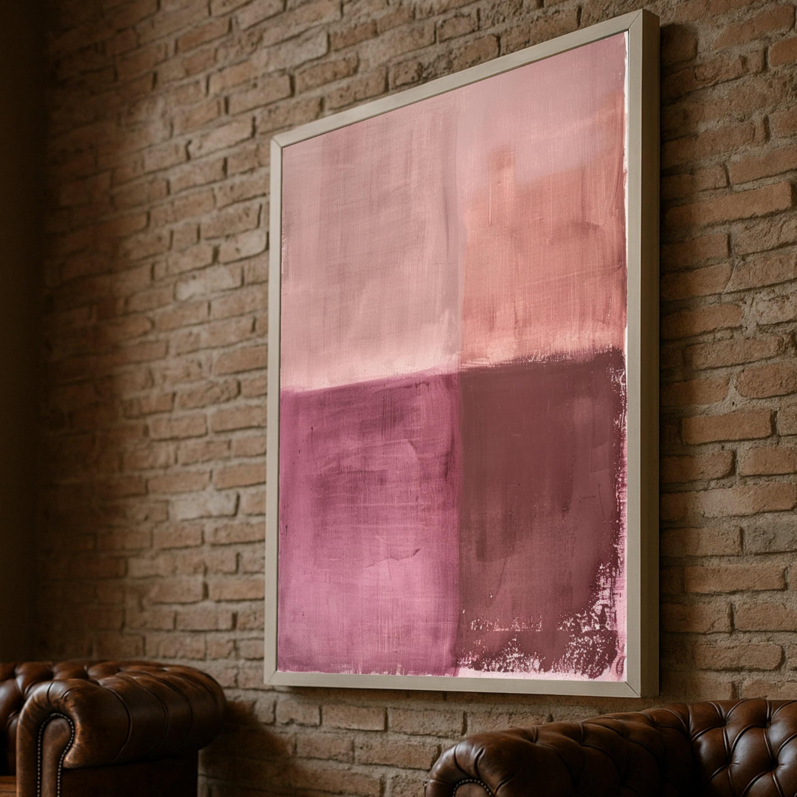 Tableau abstrait sur toile rose pour sublimer la décoration de votre salon moderne - 8