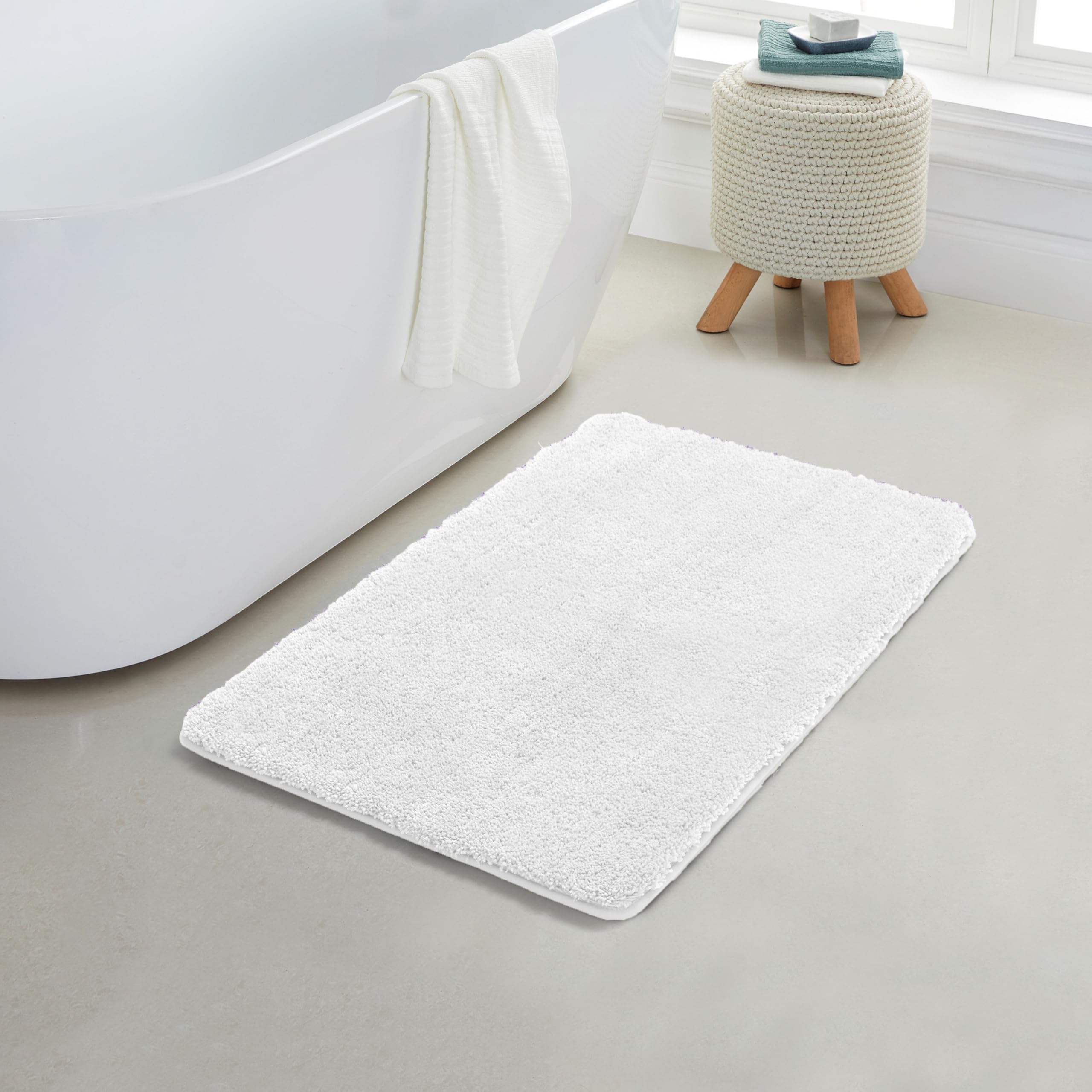 YHF Bathroom Rugs 17" X 24", Extra Thick & Soft Microfiber Shaggy, Machine Washable Bath Mats, Absorbent Bath Rugs, Non-Slip Rubber Backing Bath Mat