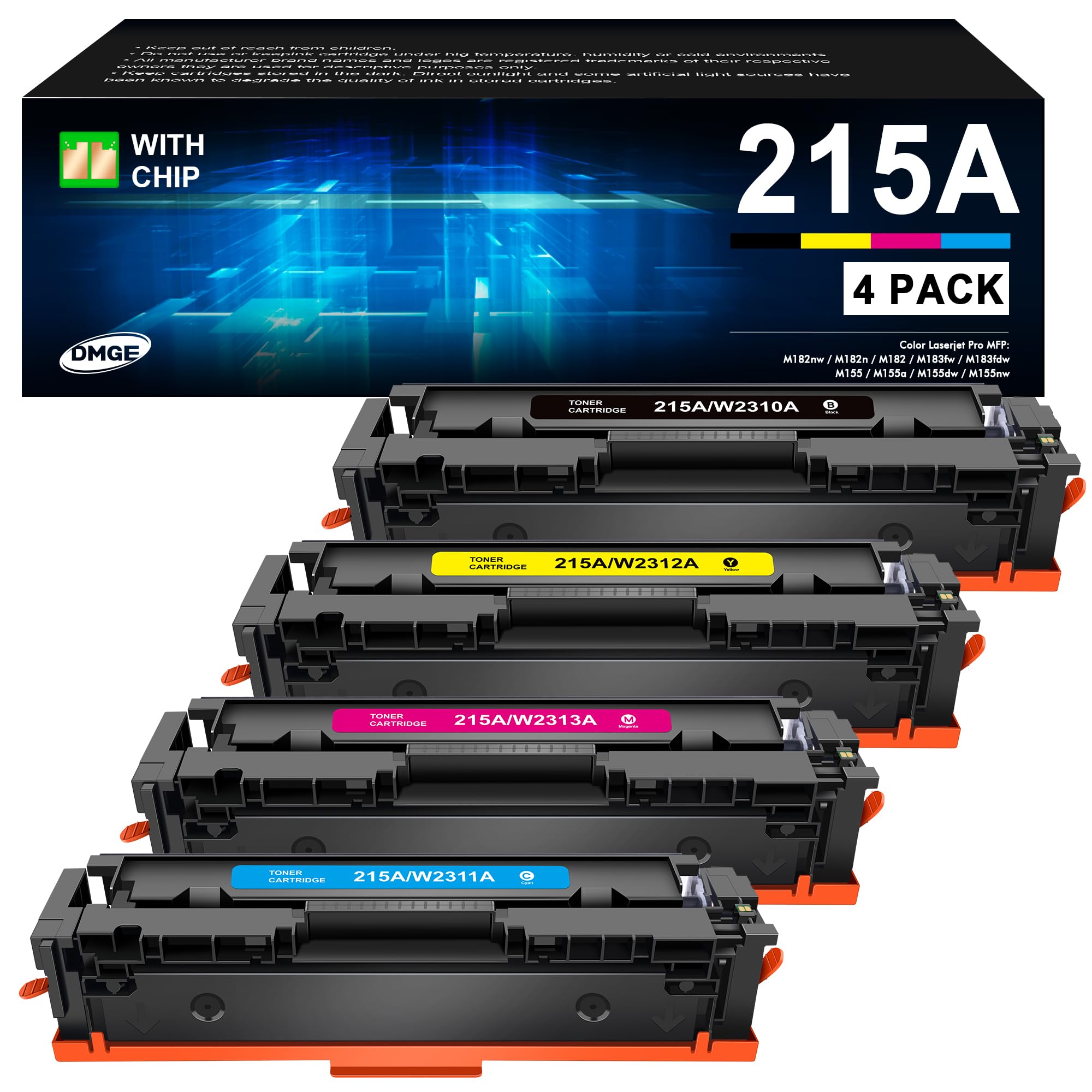 215A Toner Replacement for HP 215A Toner Cartridges 4 Pack Compatible with Color Pro MFP M183fw M182nw M182 M183 M155 Series Printer