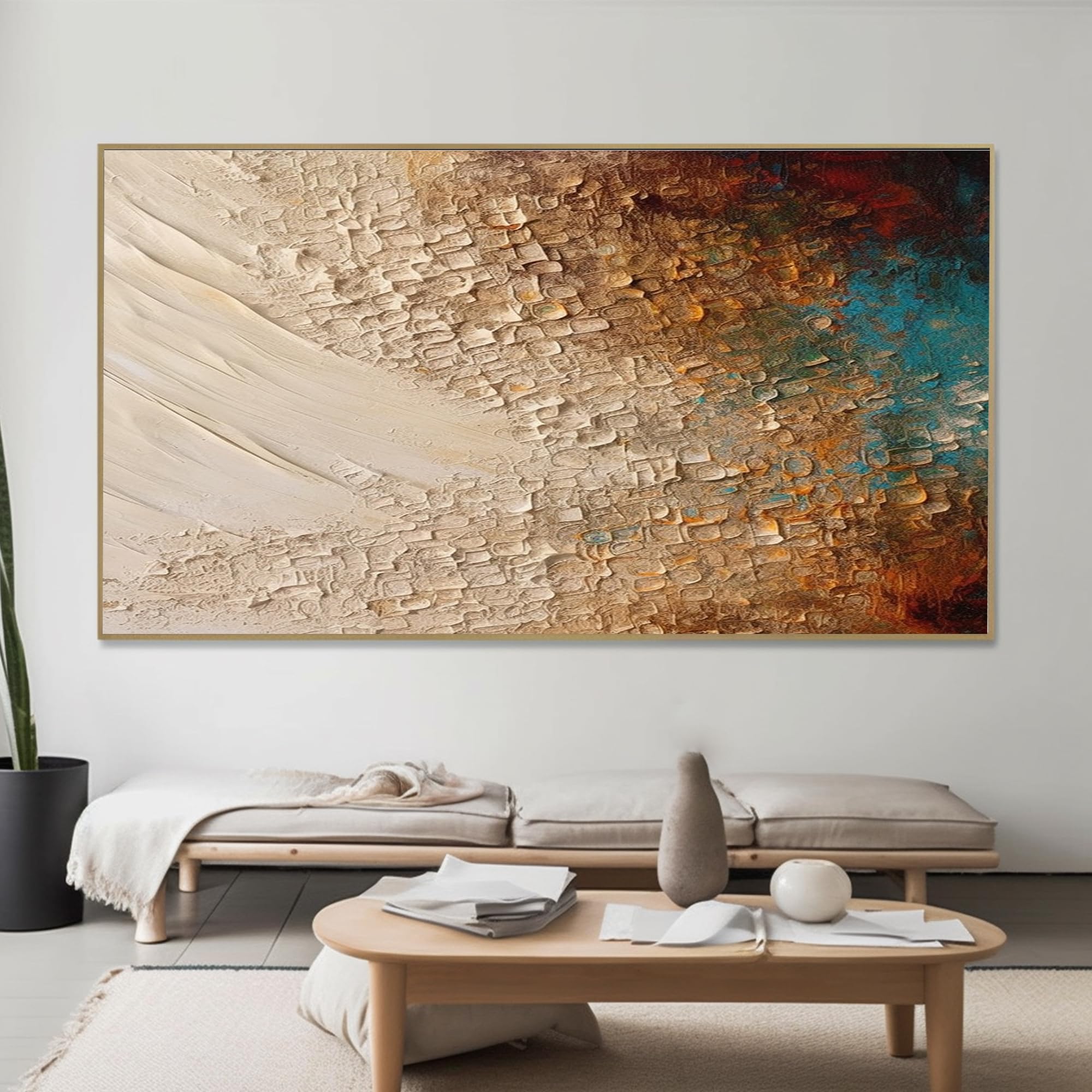 Amazon.com: 3D Earth Tone Sand Painting, Original Ocean Painting