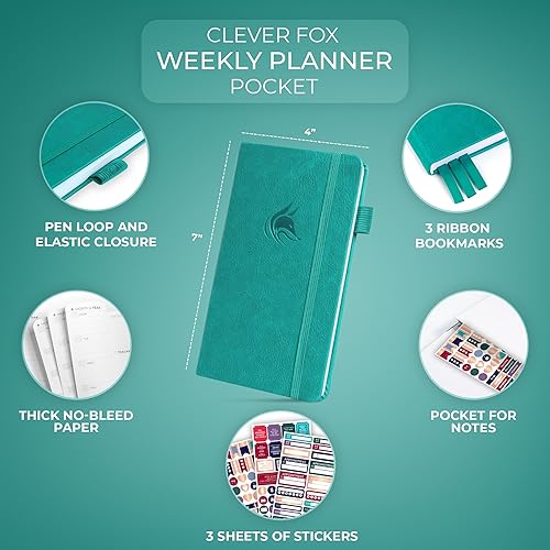 Miniatura 8 de Clever Fox - Agenda semanal de bolsillo - Agenda de metas mensuales y calendario para aumentar productividad, perfecta para bolso Tamaño 3.7" x 6.7