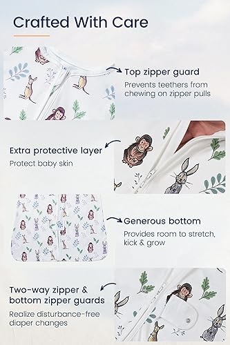 Miniatura 5 de TotAha Saco de dormir ligero, elástico, suave, acogedor, con cremalleras seguras de 2 vías para 0-6-12-24 meses, 0.5 TOG