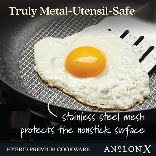 Miniatura 4 de Anolon X Hybrid - Juego de utensilios de cocina antiadherentes para inducciónollas y sartenes, 10 piezas, color gris oscuro y SureGrip