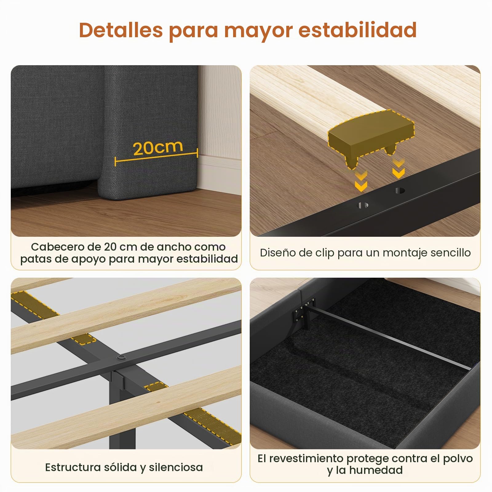 DICTAC - Cama matrimonial acolchada 90x200 con iluminación LED y barra de enchufes, cama individual para jóvenes 90x200 con somier de láminas, estructura de cama para adultos con espacio de