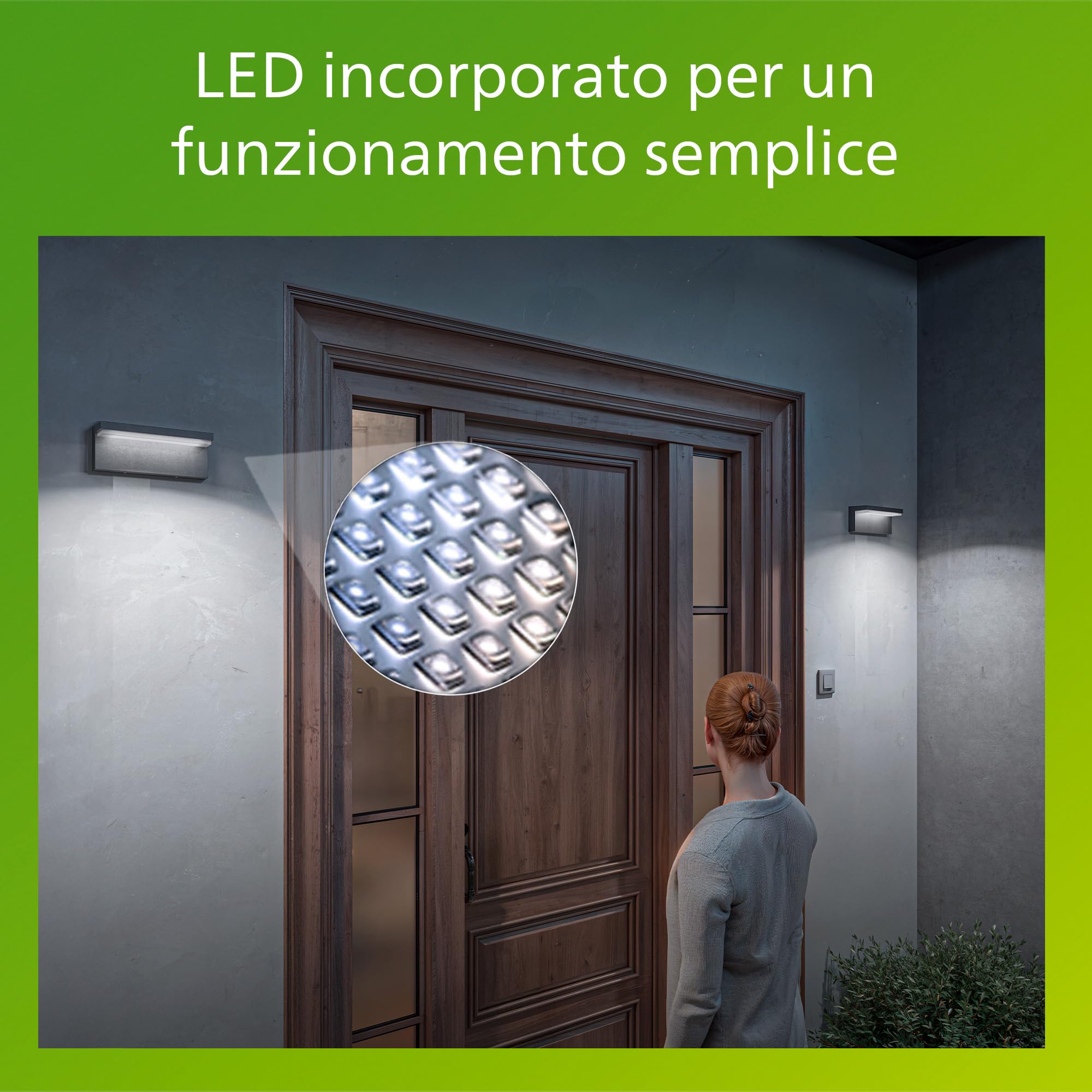 Philips Bustan Applique LED, Lampada da Esterno, 9 W, 1.000 lm, Luce Bianca Fredda 4.000 K, Resistente a Intemperie IP44, Intensità Regolabile, LED Integrato, Alluminio, Grigio Antracite