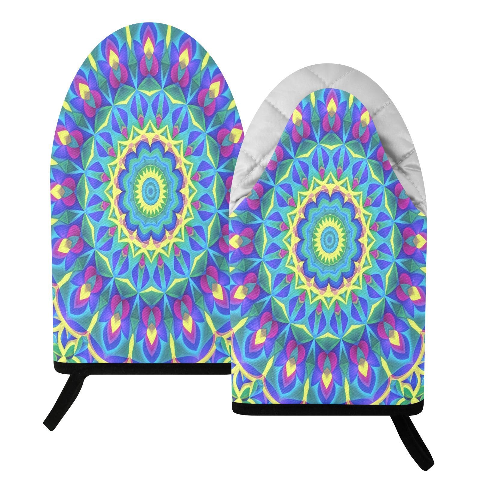BURSTDDY Mandala Oven Mitt,Heat Resistant Kitchen Mitts for Cooking